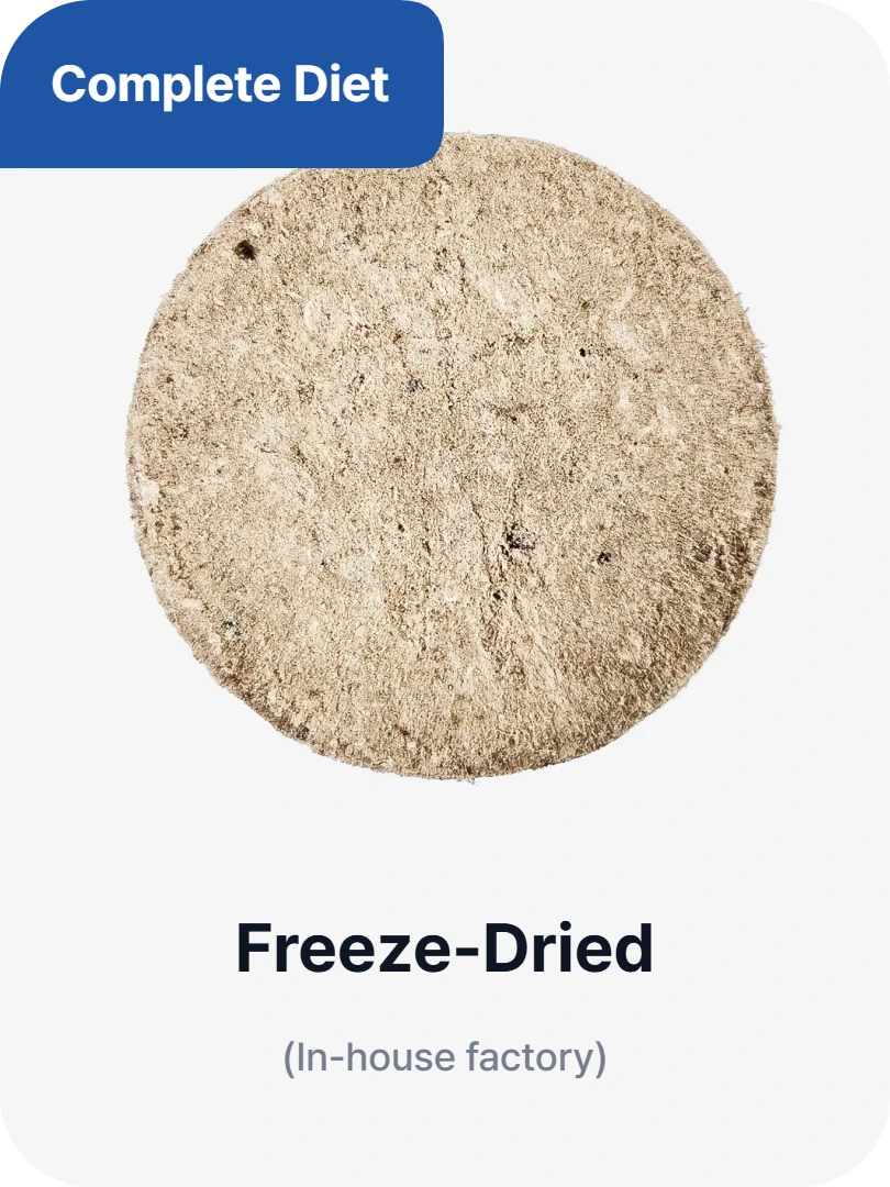 Complete diet - freeze-dried (in-house factory)