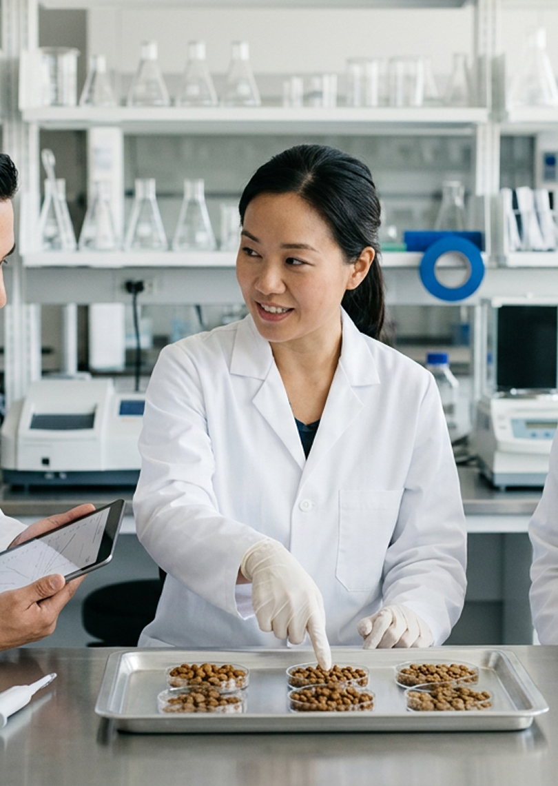 A researcher pipetting a sample onto a petri dish during a clinical trial